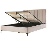 BETT mit Stauraum 180/200 cm Taupe Sezanne - Taupe/Schwarz, Textil (180/200cm) - Beliani