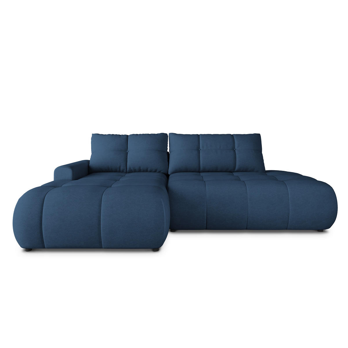 ECKSOFA FLUMA CL L-S Blau Samtstoff mit Schlaffunktion - Blau, Holzwerkstoff/Textil (279/158cm) - MASSENO
