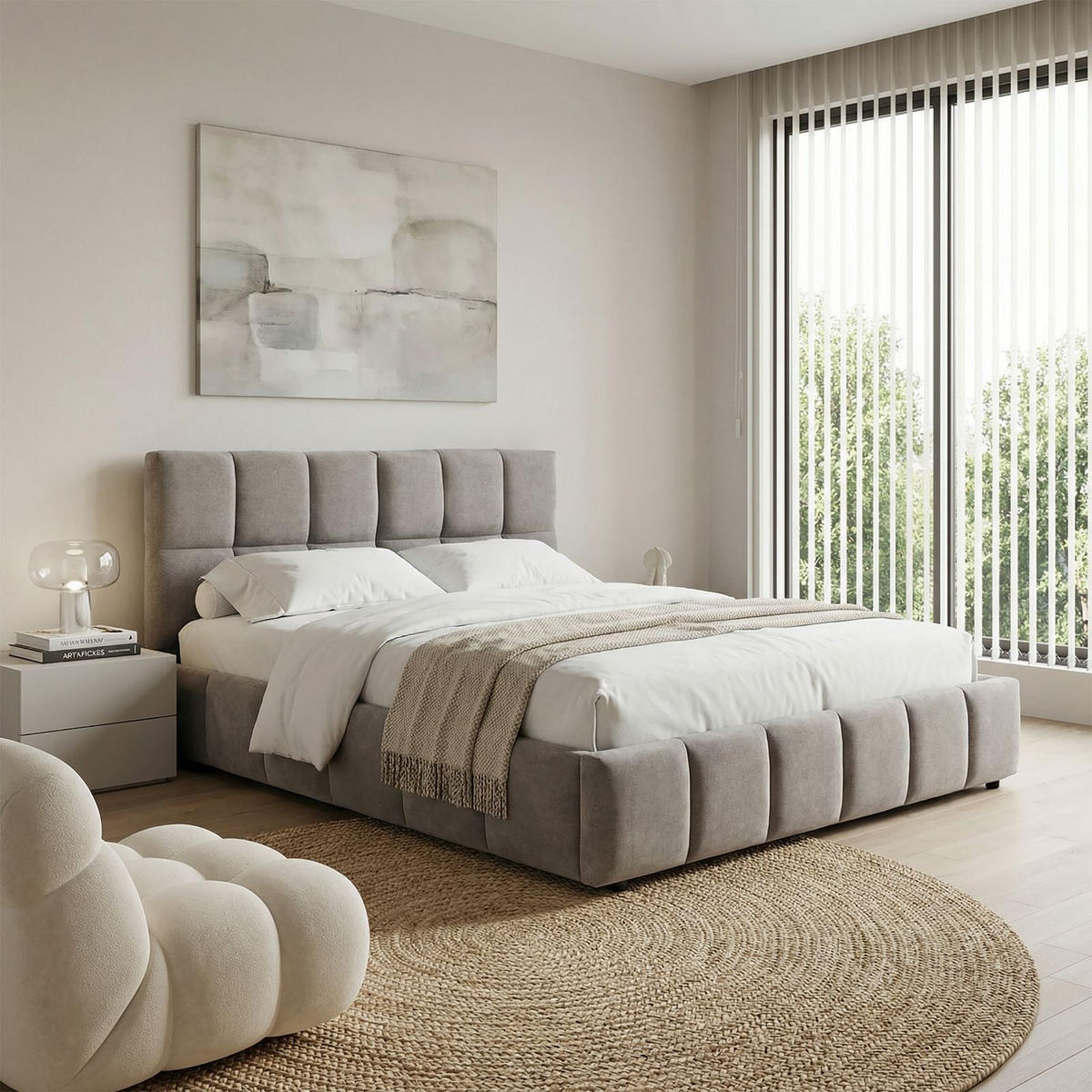 POLSTERBETT EMILIA 140x200 cm grau - Grau, Textil (140/200cm) - IDIMEX