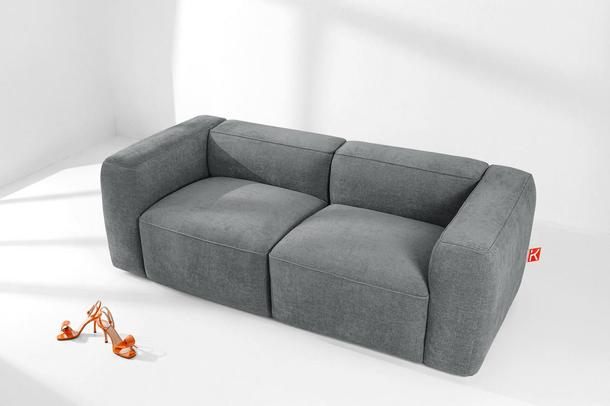 2-SITZER SOFA FUBBO, Grau - Grau, Holz/Holzwerkstoff (210/73/96cm) - KONSIMO®