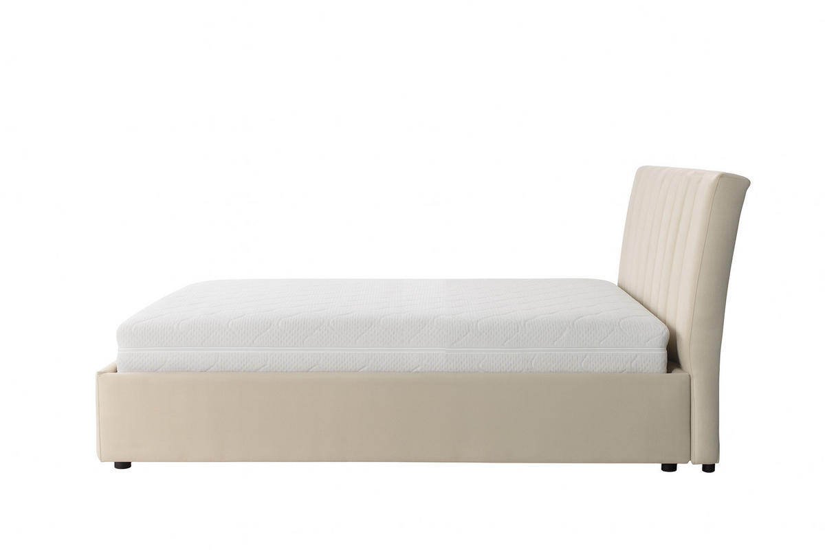 POLSTERBETT mit Bettkasten und Matratze NUBIA, Beige, 180x200 cm - Beige, Textil (180/200cm) - KS Home Concept