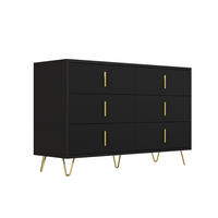 KOMMODE 120/77/40 cm Schwarz und Gold aus Spanplatte mit 6 Schubladen - Schwarz, Holzwerkstoff (40/77/120cm) - OKMYHOME