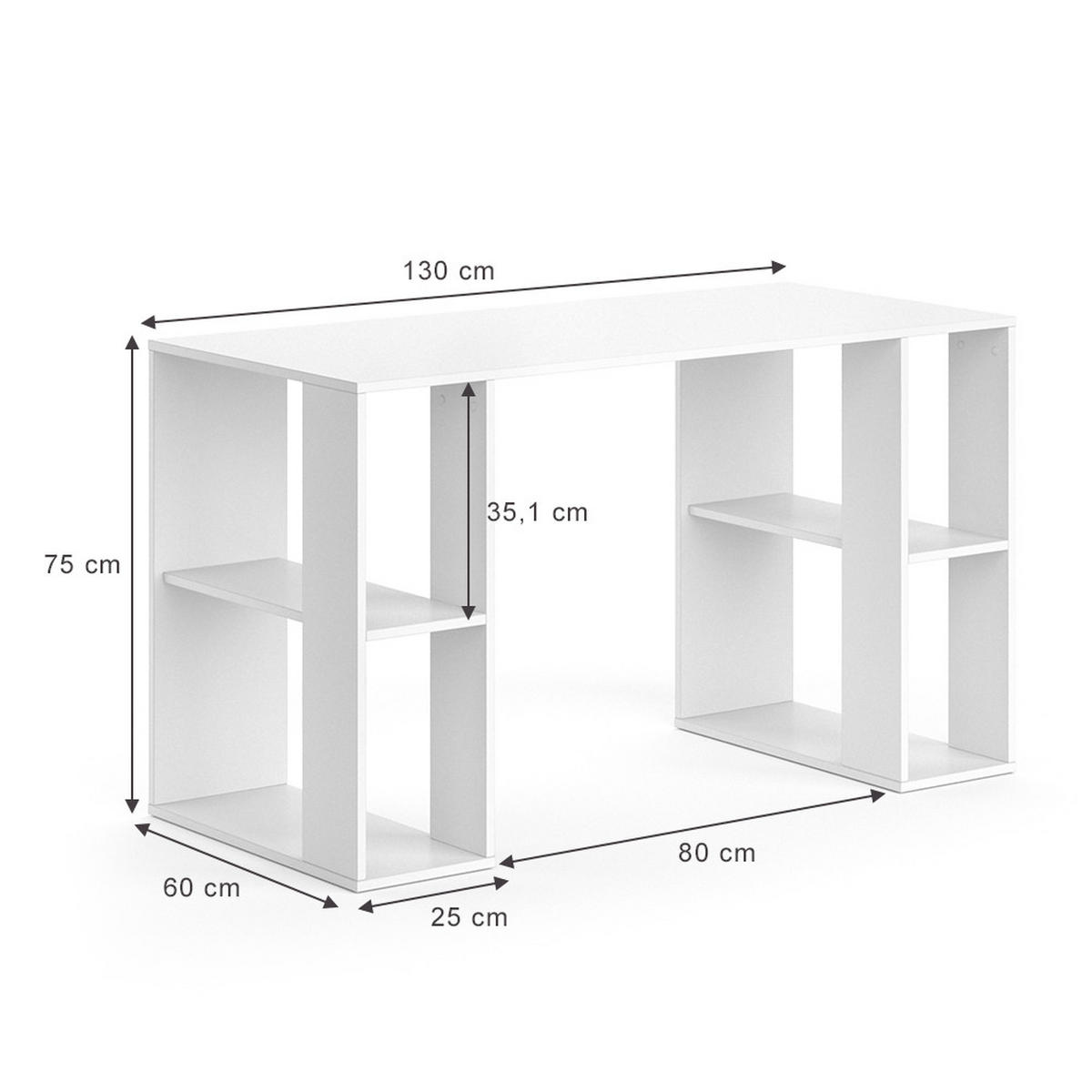SCHREIBTISCH Arian Weiß 130 x 60 cm - Weiß, Holzwerkstoff (60/130/75cm) - Vicco