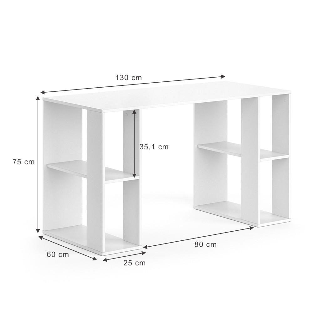Thumbnail - Vicco Schreibtisch, Weiß, Holzwerkstoff, 5 Fächer, Rechteckig, 130x75x60 cm, Arbeitszimmer, Schreibtische, Bürotische