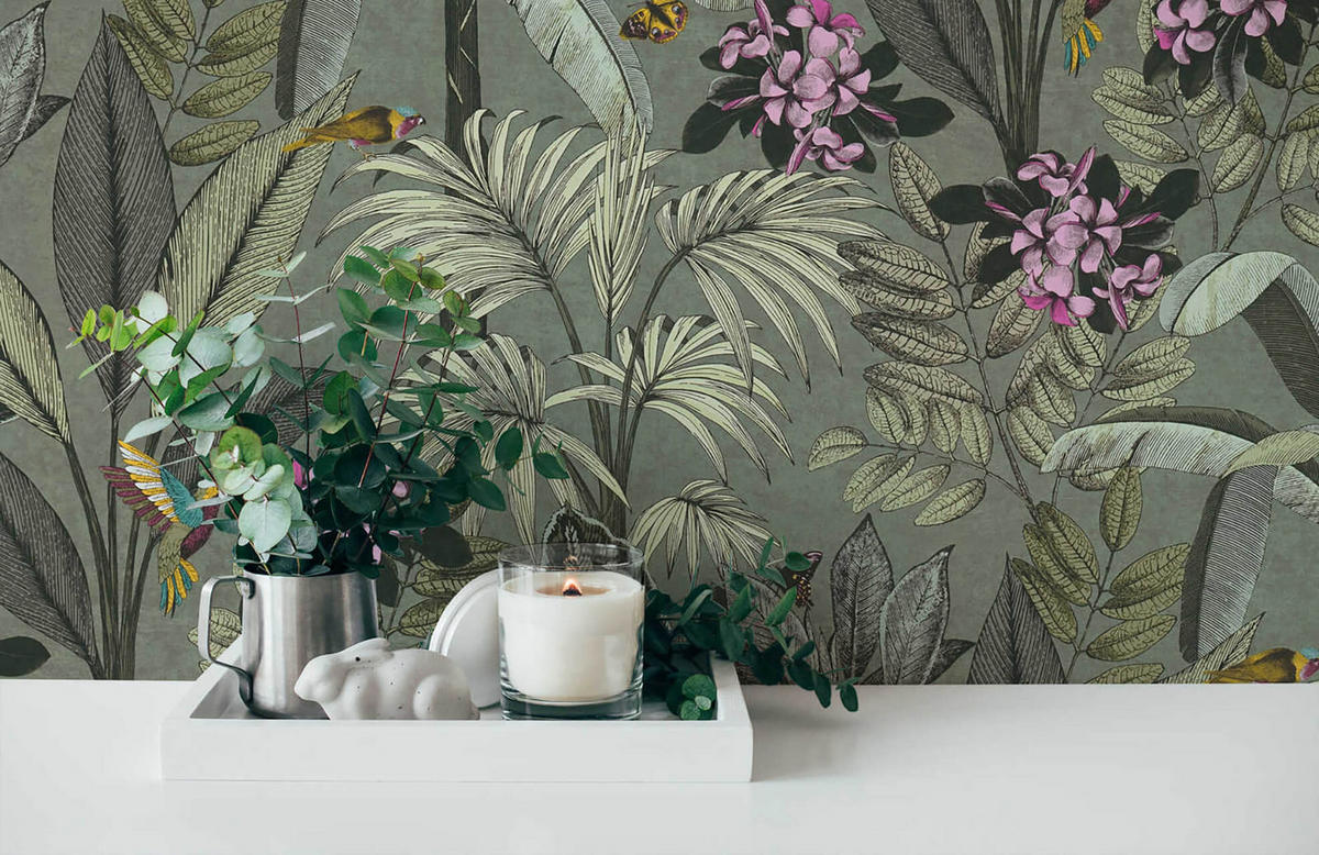 VLIESTAPETE Grün 53/1005 cm - Grün, Textil (53/1cm) - KUNSTLOFT