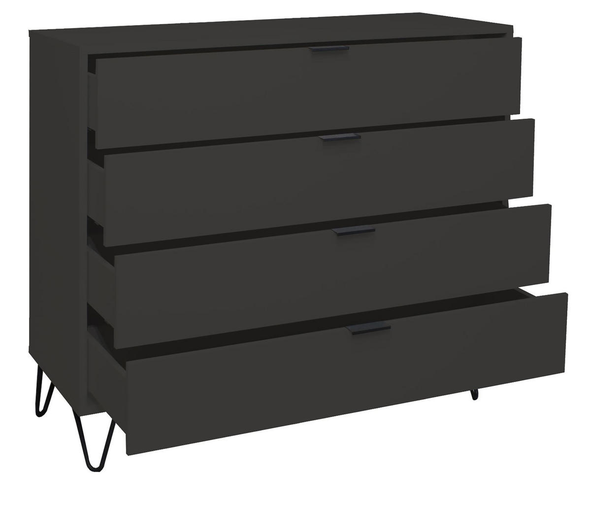 KOMMODE Erna 119x45x102 Anthrazit matt Lack - Anthrazit, Holzwerkstoff (119/102/45cm) - 58aufmkessel