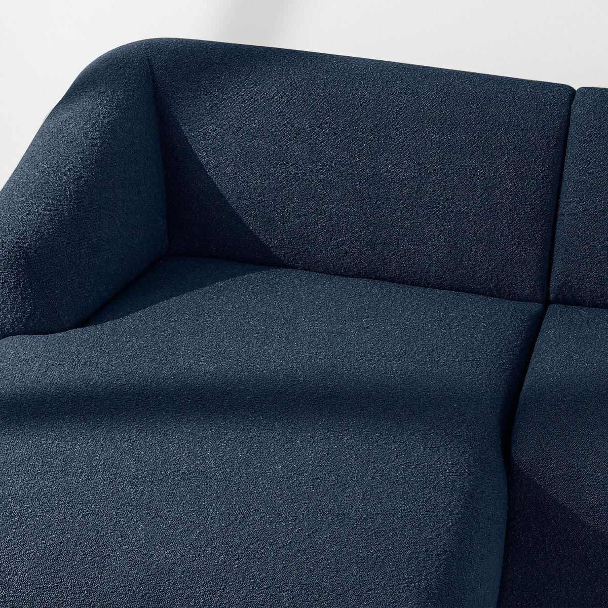 ECKSOFA LINKS VIRA, Marineblau, Bouclé - Schwarz/Dunkelblau, Holz/Holzwerkstoff (300/160cm) - KONSIMO®