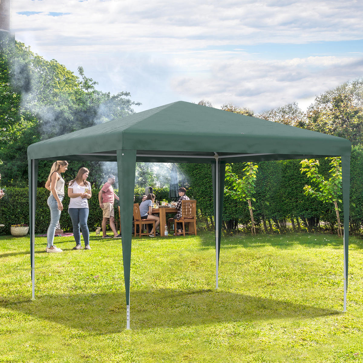 GARTENPAVILLON, Stahlrahmen mit Abflusslöchern, metallfarben - Dunkelgrün, Metall (15/17/112cm) - Vallsero