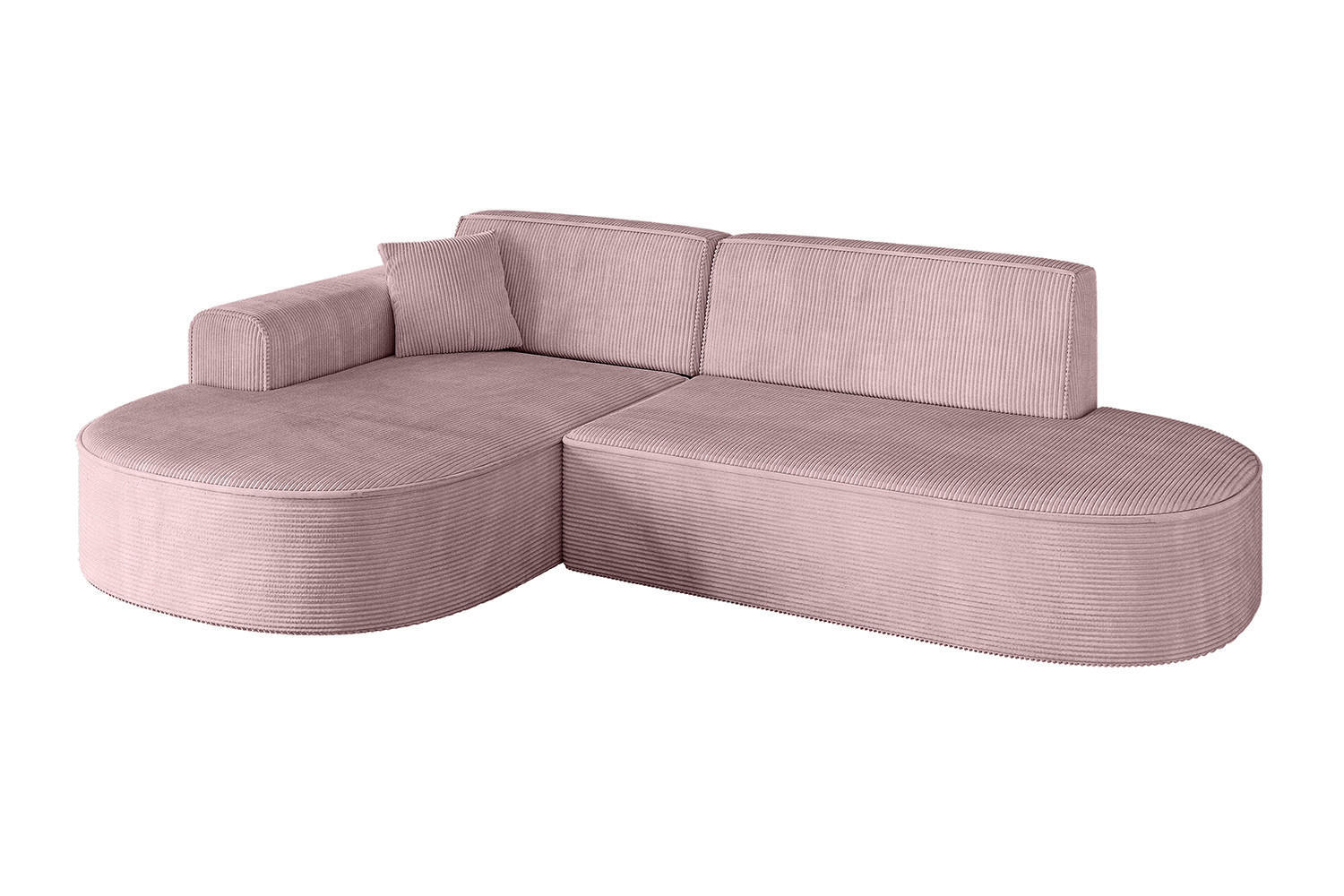 ALTDECOR ROHOVÁ SEDACÍ SOUPRAVA s otomanem vlevo MARI-L1 – 243 x 171 x 79 cm, růžový manšestr