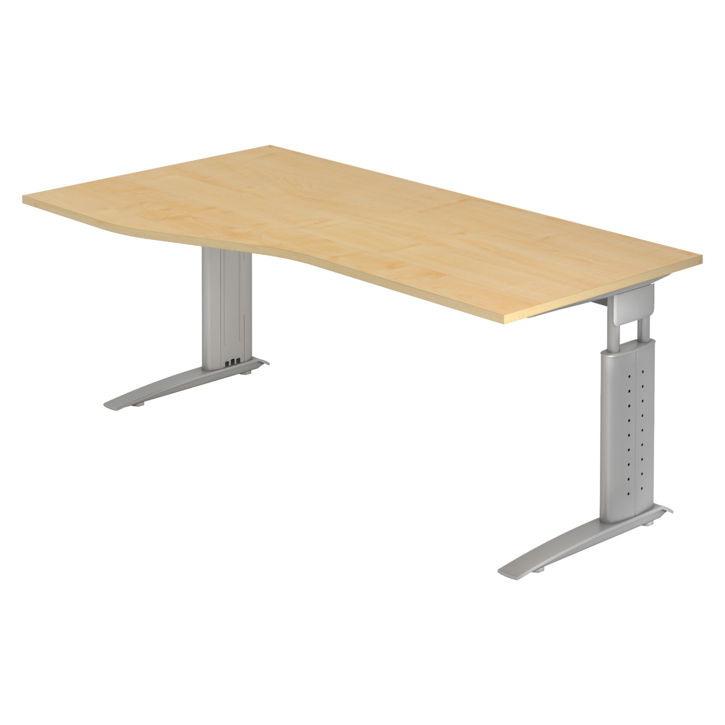 SCHREIBTISCH Serie-U 100/180/74 cm in Ahornfarben/Silberfarbengrau - Silberfarben/Ahornfarben, Holzwerkstoff (100/180/74cm) - bümö