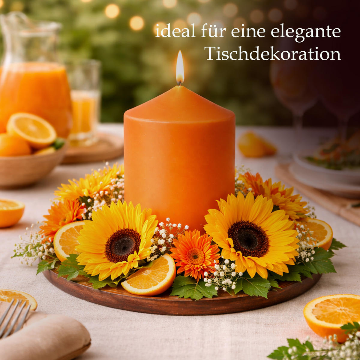 STUMPENKERZEN (2er Pack) Ø6cm x 10cm - Orange - Orange, Naturmaterialien (10cm) - HS Candle