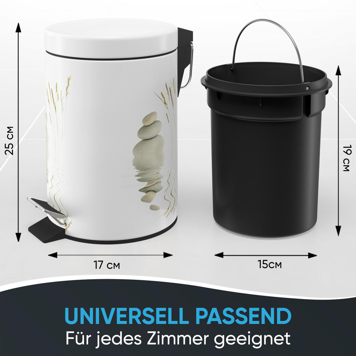 KOSMETIKEIMER Balance - Beige/Weiß, Kunststoff/Metall (17/25/25cm) - Sanilo