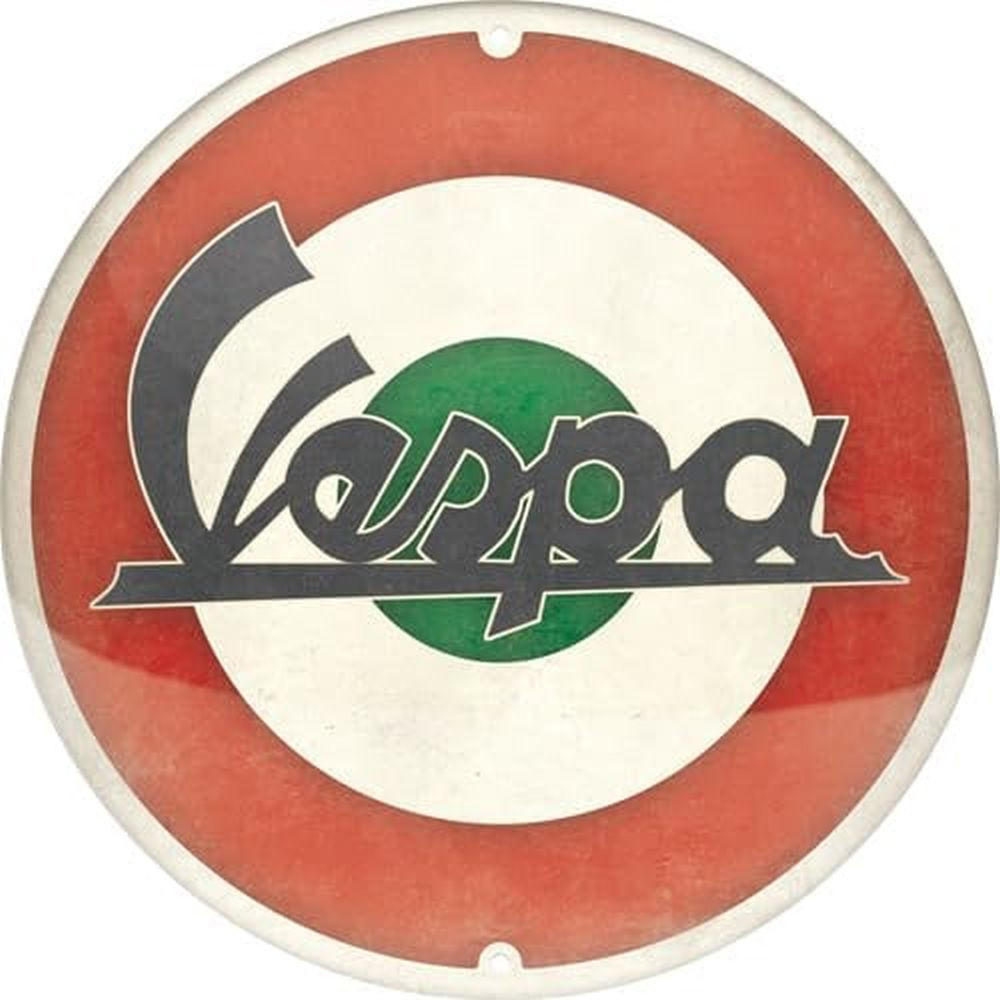 BLECHSCHILD 35 cm Rund Vespa Logo Italian - Multicolor, Metall (35/35/0.2cm) - Nostalgic-Art