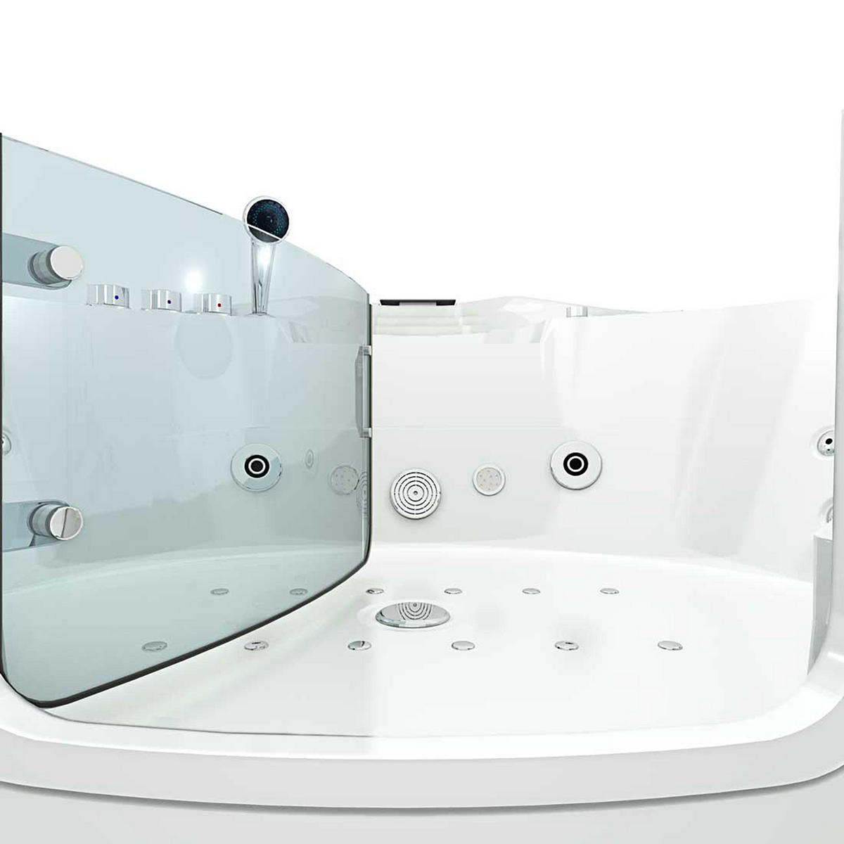 WHIRLPOOL Badewanne Wanne W70-SC 150x150cm mit Tür - Weiß, Glas/Kunststoff (150/70/150cm) - AcquaVapore by Sandra Jentho