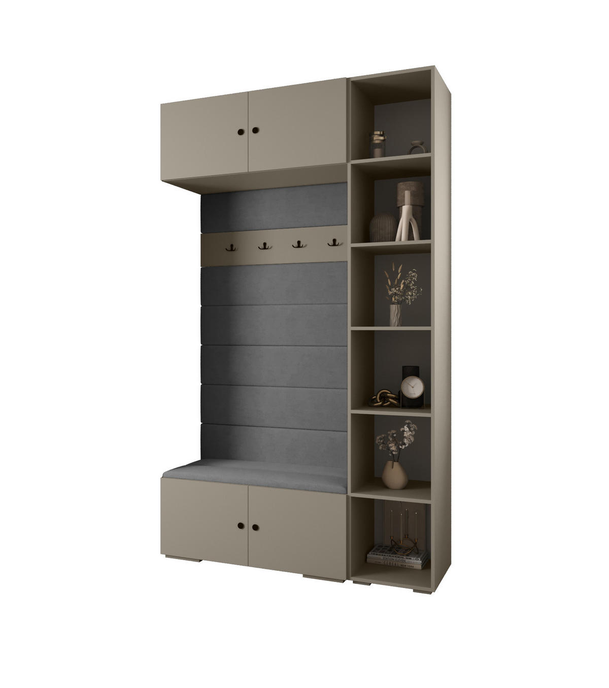 GARDEROBEN-SET 236,7/140/47 - Kaschmir/Schwarz, Holz/Kunststoff (140/236.7/47cm) - Abiks Möbel