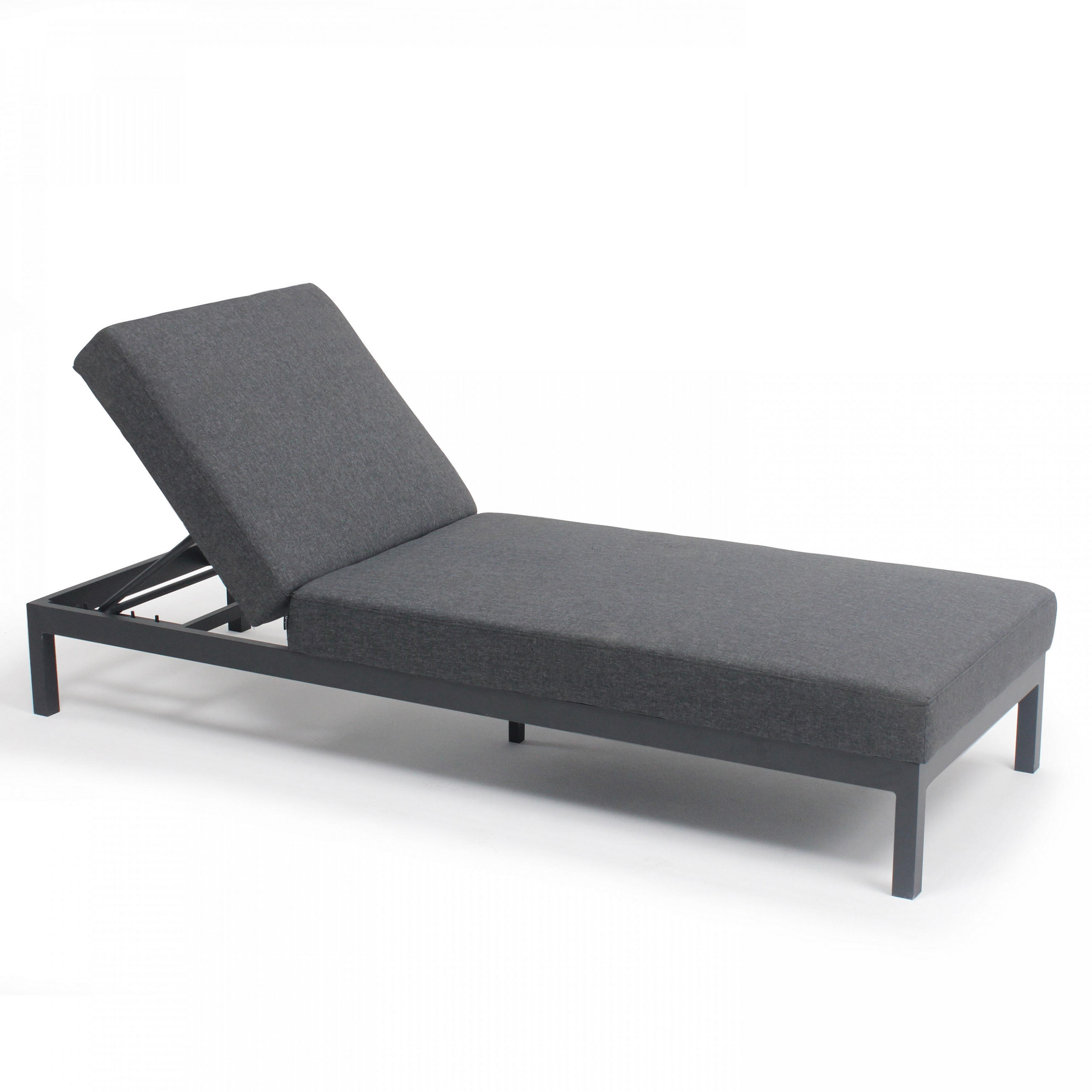 SONNENLIEGE mit Ablage, Grau - Grau, Metall (75/74/202cm) - Oviala