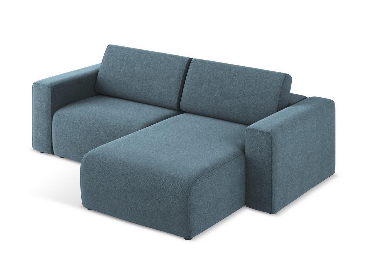 ECKSOFA Rechts Strukturstoff Stoff Blau - Blau/Schwarz, Kunststoff/Textil (224/167cm) - Makamii