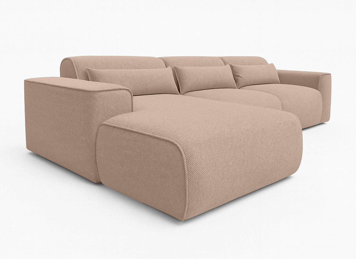 ECKSOFA L Form Ruyam Beige 310/165/78 cm – Schlaffunktion Links - Beige/Schwarz, Kunststoff/Textil (170/310cm) - AX Living