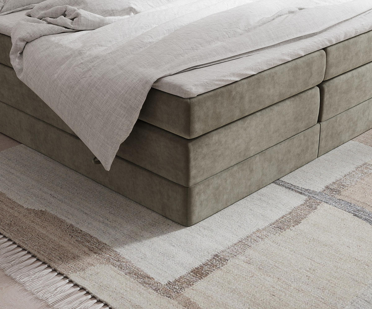 BOXSPRINGBETT Juniper Taupe 160/200 cm - Taupe/Schwarz, Holz/Holzwerkstoff (160/200cm) - Maison de Reve