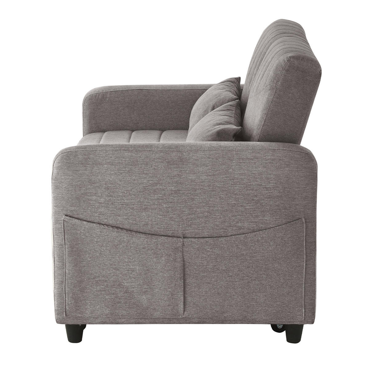 SOFA Zweisitzer mit Schlaffunktion ausziehbar Grau Baumwoll-Leinen 210/90/45 cm - Grau, Kunststoff (114/82.5/77cm) - OKWISH