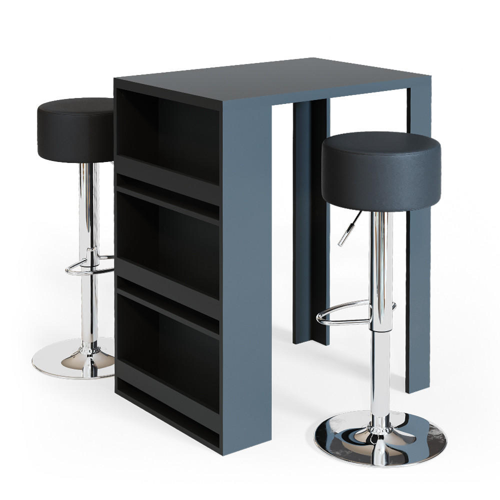 BARTISCH-SET Anthrazit 57 x 80 cm mit 2 Barhockern - Anthrazit, Holzwerkstoff (57/106/80cm) - Vicco