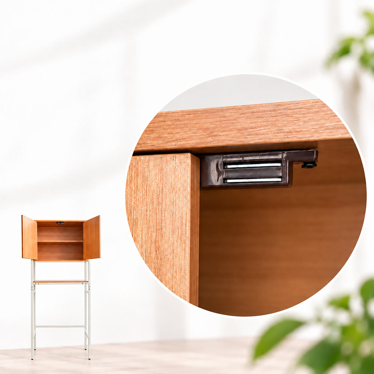 WASCHMASCHINENSCHRANK Hellbraun über Waschmaschine 170x64x27 cm - Hellbraun, Holzwerkstoff/Metall (64/170/27cm) - Relaxdays