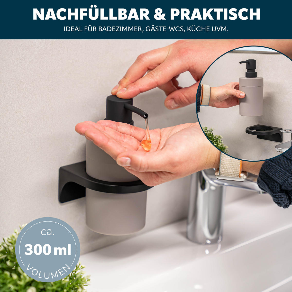 SEIFENSPENDER SAVONA Softtouch, taupe, rund - Taupe, Kunststoff (9/16/10.5cm) - bremermann