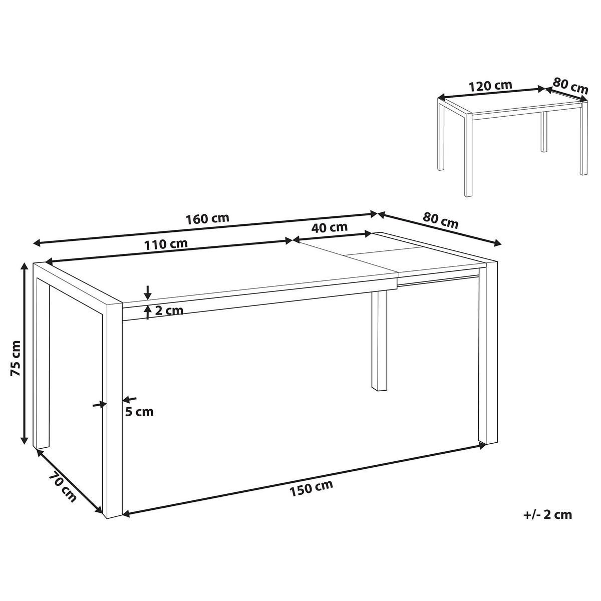 ESSTISCH 120-160/80/75 cm Schwarz Rechteckig Granada - Schwarz, Holzwerkstoff (160/80/75cm) - Beliani