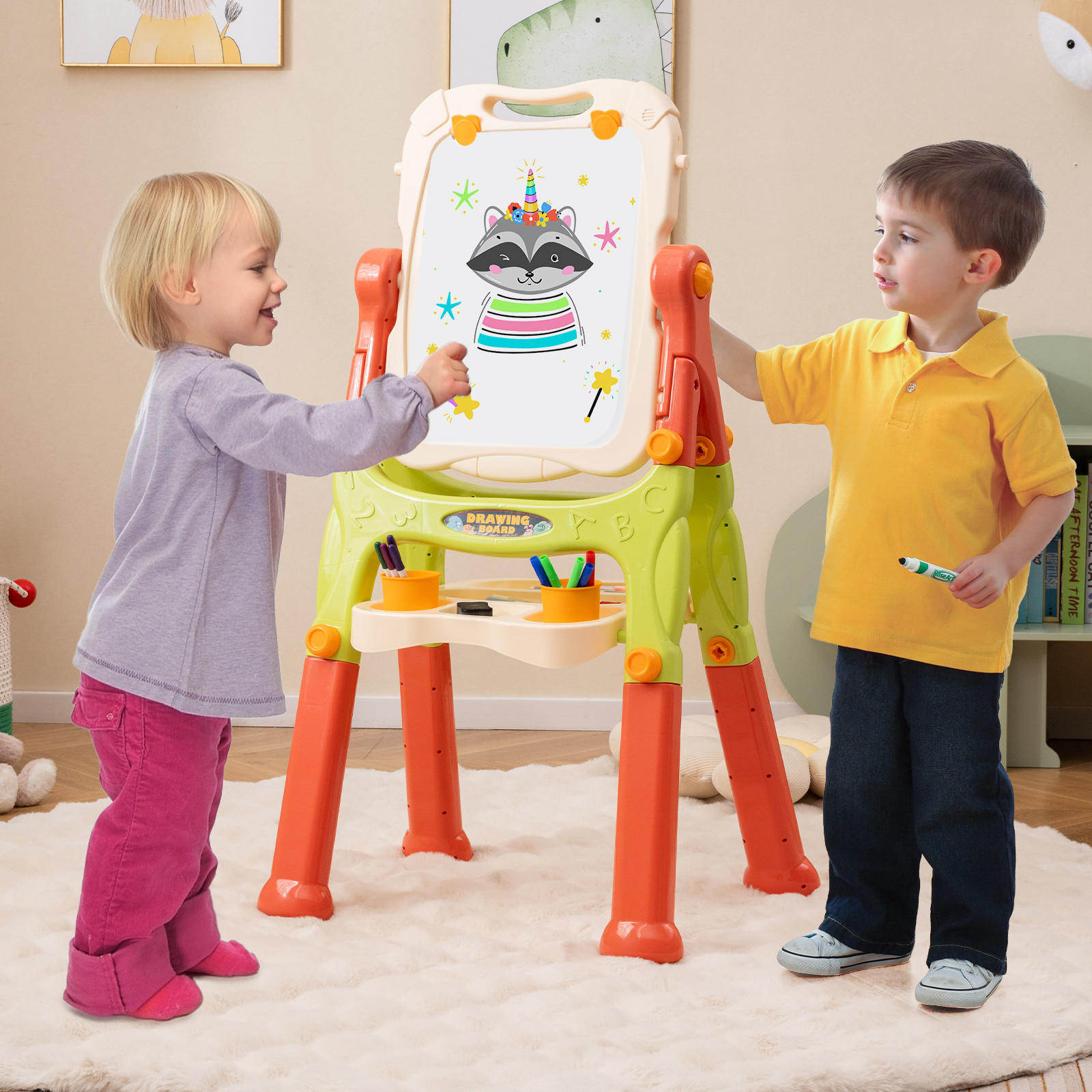 Thumbnail - Costway Kindertafel, Mehrfarbig, Rot, Kunststoff, 48x109x61 cm, Spielzeug, Kinderspielzeug, Malen & Basteln