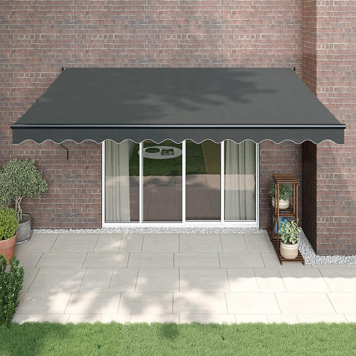 MARKISE Einziehbar Anthrazit 4x3 m Stoff und Aluminium - Anthrazit, Textil (400/1/300cm) - furnicato