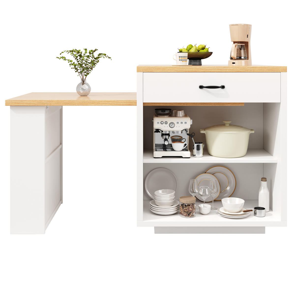 BUFFET 196/59/94 cm weiß aus MDF mit LED - Weiß, Holzwerkstoff (196/94/59cm) - OKWISH