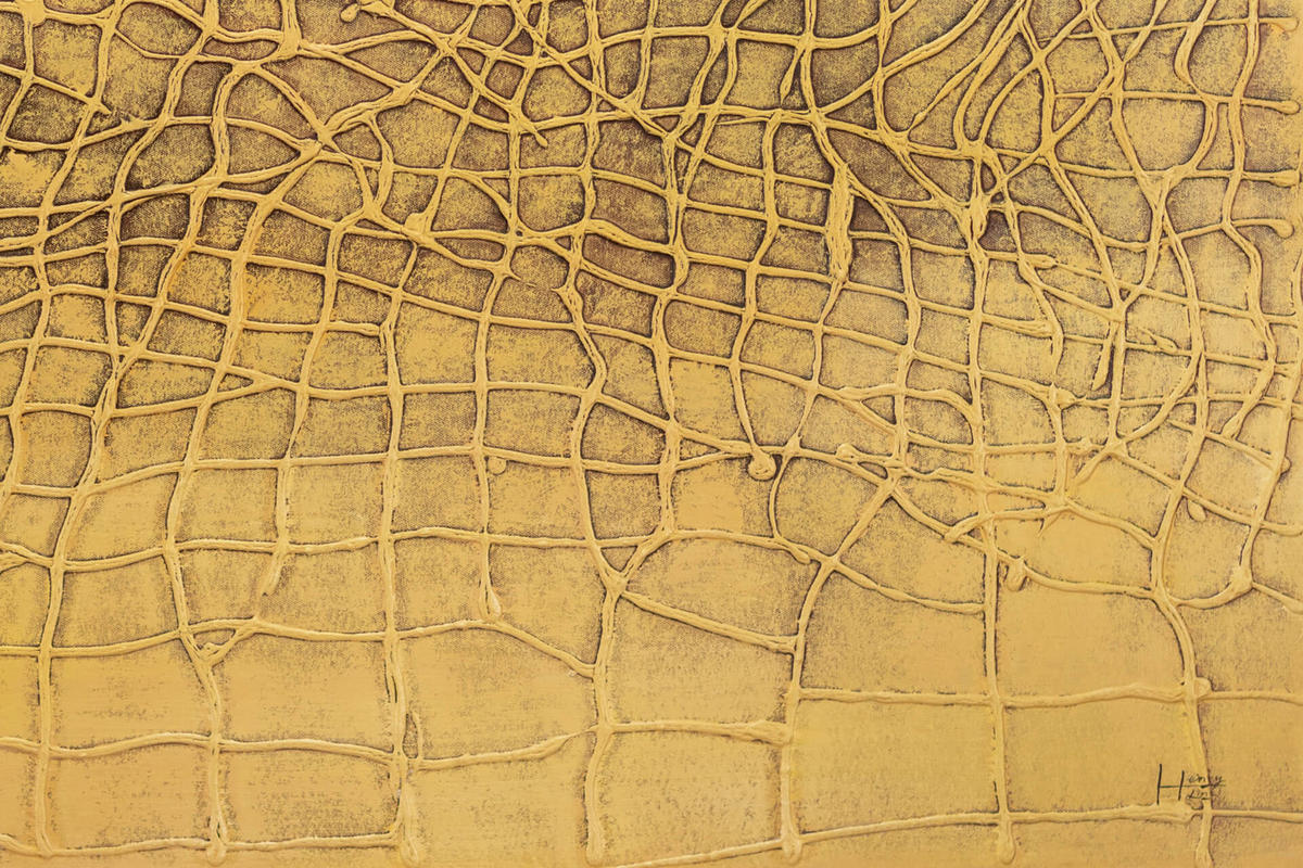 RUČNE MAĽOVANÝ AKRYLOVÝ OBRAZ 100/75 cm, žltý, abstraktný geometrický motív - žltá, drevo/textil (100/75cm) - KUNSTLOFT