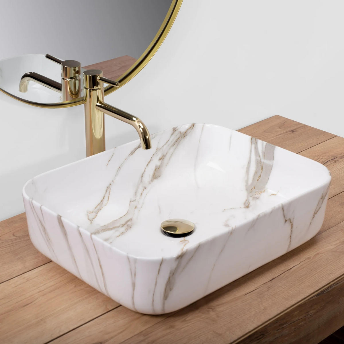 AUFSATZWASCHBECKEN Rea Demi Aiax Shiny - Weiß, Keramik (39/13.5/51cm) - REA