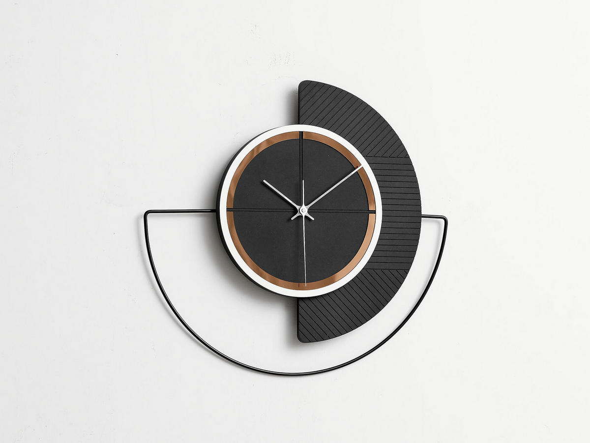 WANDUHR Design Schwarz 54,5/50 cm - Schwarz, Holzwerkstoff/Metall (1.8/50/1cm) - ONZENO