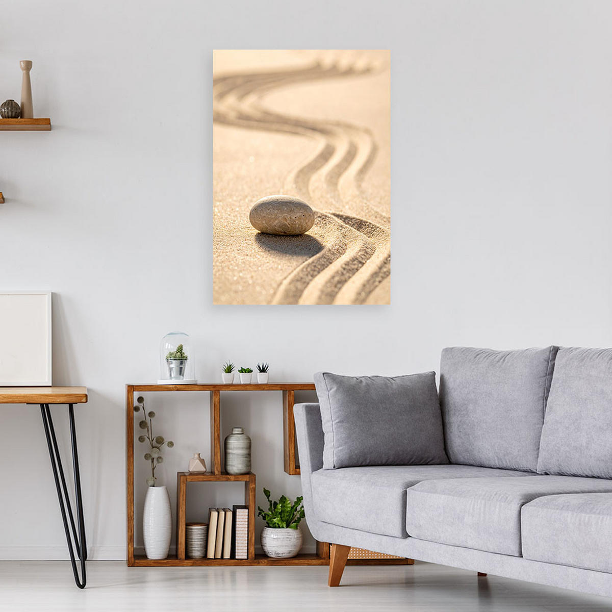BILDER, Sandstrand Stein Zen Spa - Beige, Textil (30/45cm) - Feeby