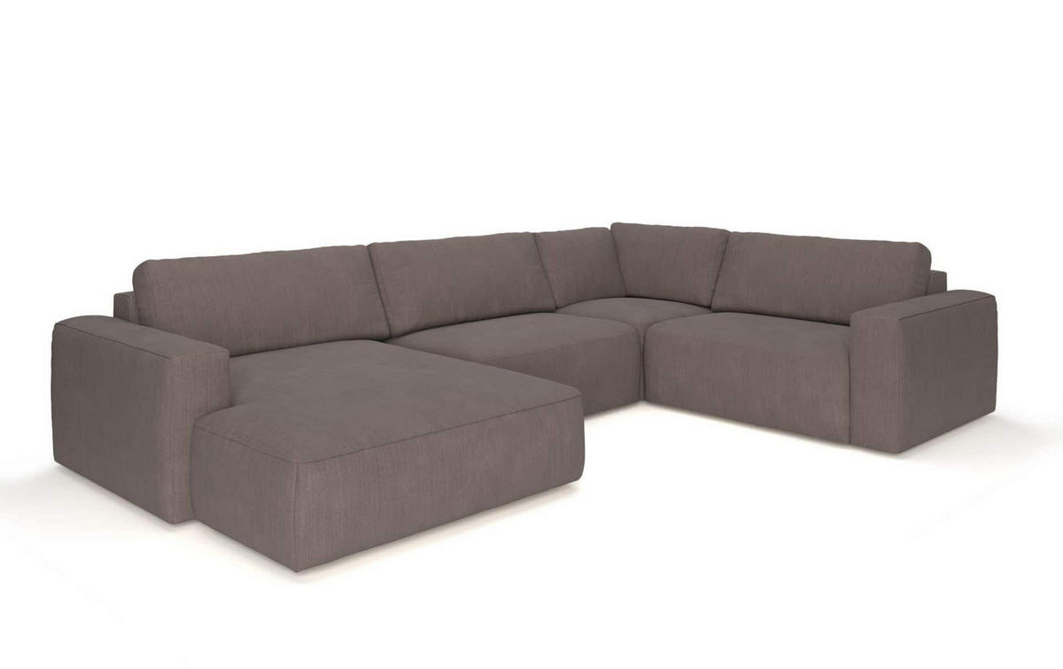 WOHNLANDSCHAFT mit wasserabweisendem Stoff - Taupe/Anthrazit, Holz/Kunststoff (249/89/367cm) - Cotta