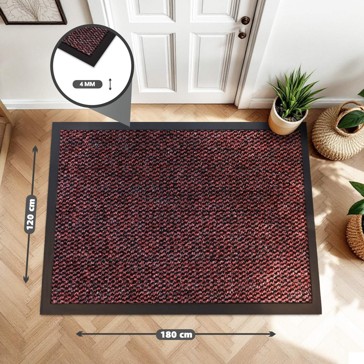 SCHMUTZFANGMATTE PALERMO - Rot, Textil (120/180cm) - WohnDirect