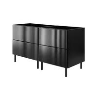 WASCHBECKUNTERSCHRANK, Schwarz, 120 (2 x 60) x 77 x 46 cm, schwarzer Griff, schwarze Beine, ohne Arbeitsplatte - Schwarz, Holzwerkstoff (120/77/46cm) - 3XE LIVING