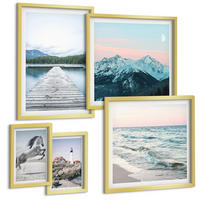 BILDER SET 5er Set - 50x50 cm & 20x30 cm & 40x60 cm Goldrahmen - Landschaften europäischer Städte - Goldfarben, Kunststoff (40/60cm) - TULUP