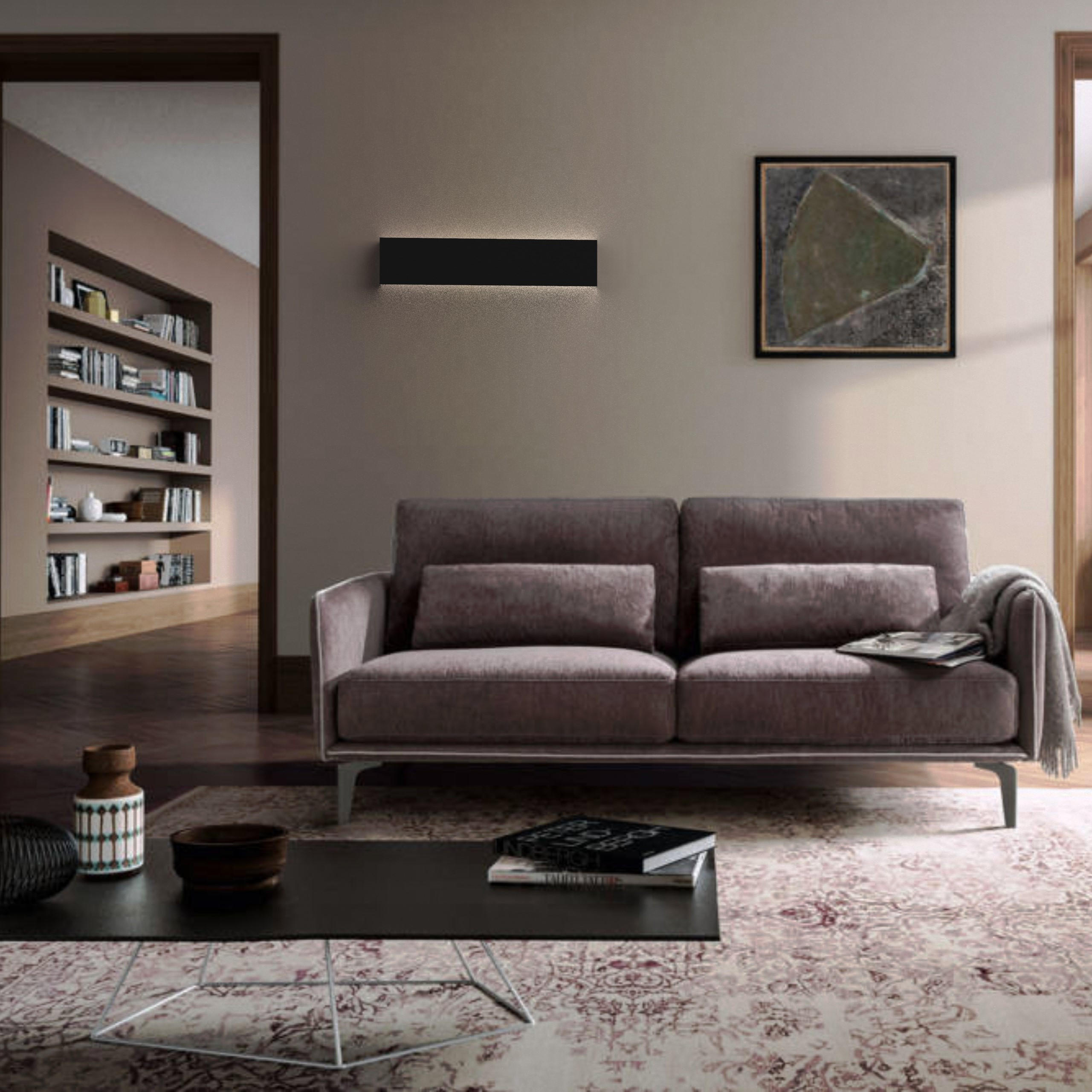 LED-WANDLEUCHTE - Schwarz Hochglanz, Metall (50.4/11/3.6cm) - Lumicom