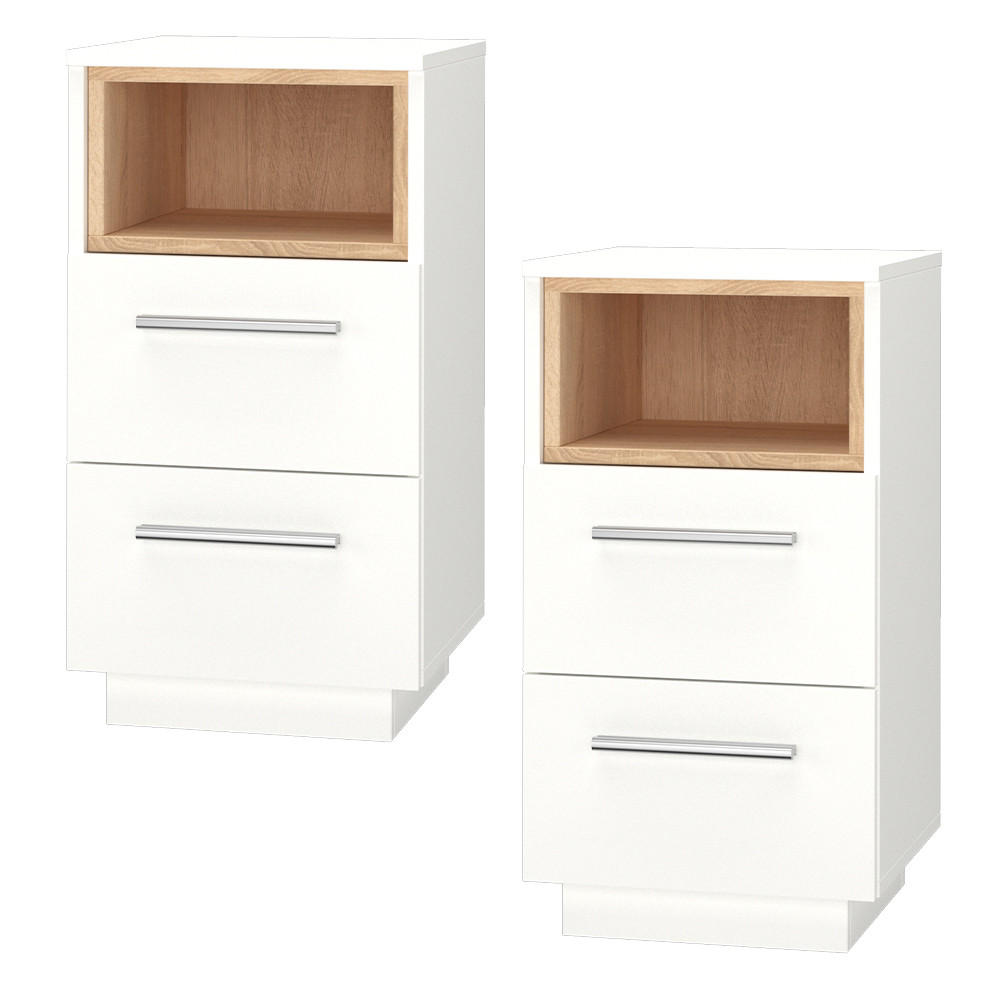 NACHTTISCH Beatrice Weiß 36 x 68 cm 2er Set - Weiß, Holzwerkstoff (36/68/36cm) - Vicco