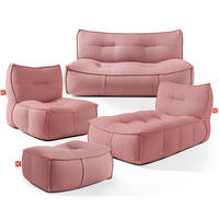 GARTENLOUNGE-SET LOVIA, Möbel-Set, Rot/Weiß - Rot, Textil - KONSIMO®