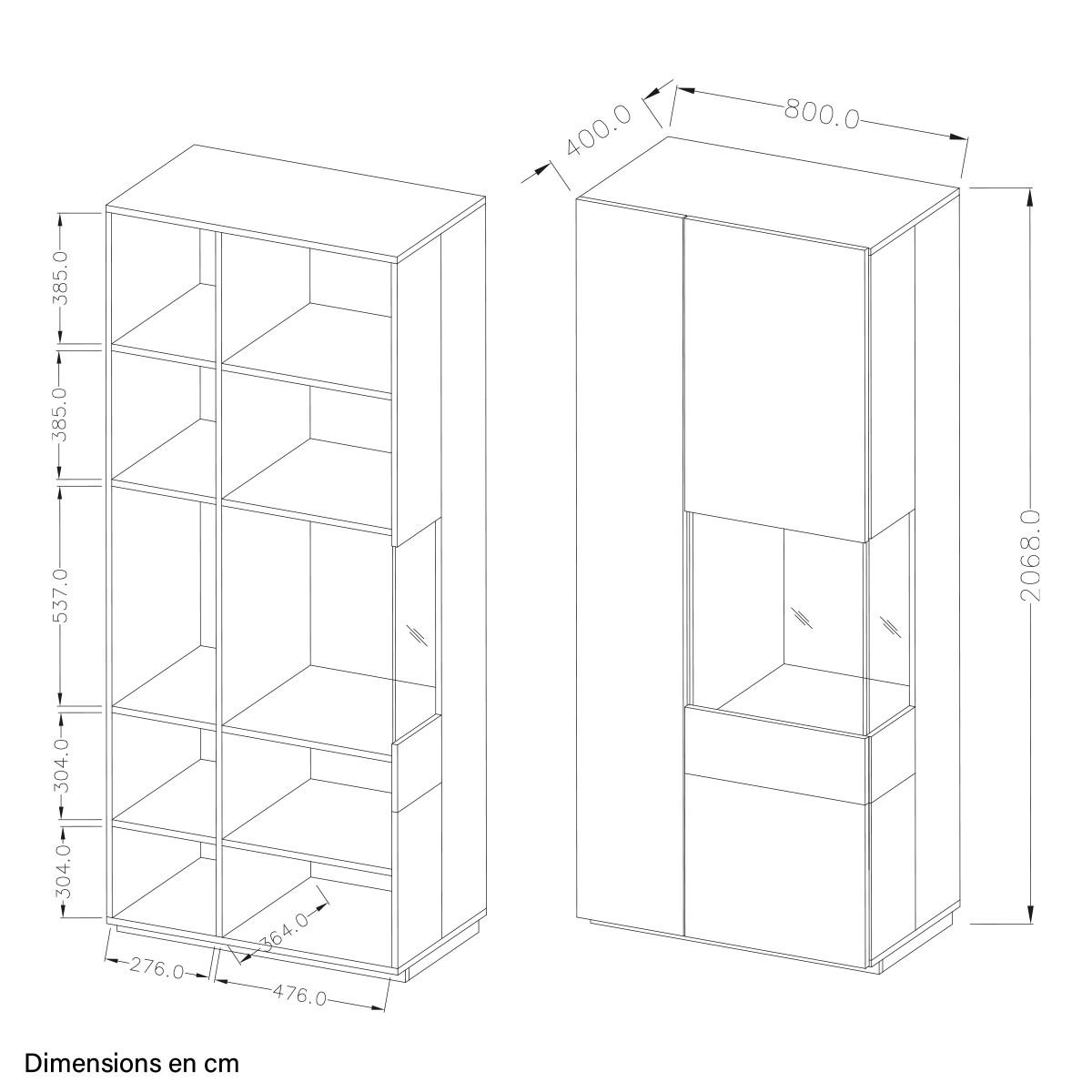 VITRÍNA Andrea Bílá a dřevo - bílá, kompozitní dřevo (80/207/40cm) - Petits-meubles
