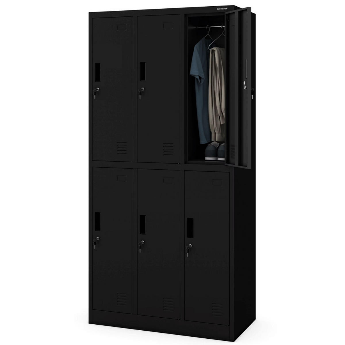 UMKLEIDESCHRANK Spind TOKIO 6 Abteile 185x90x45cm Schwarz - Schwarz, Metall (90/185/45cm) - DELUKE