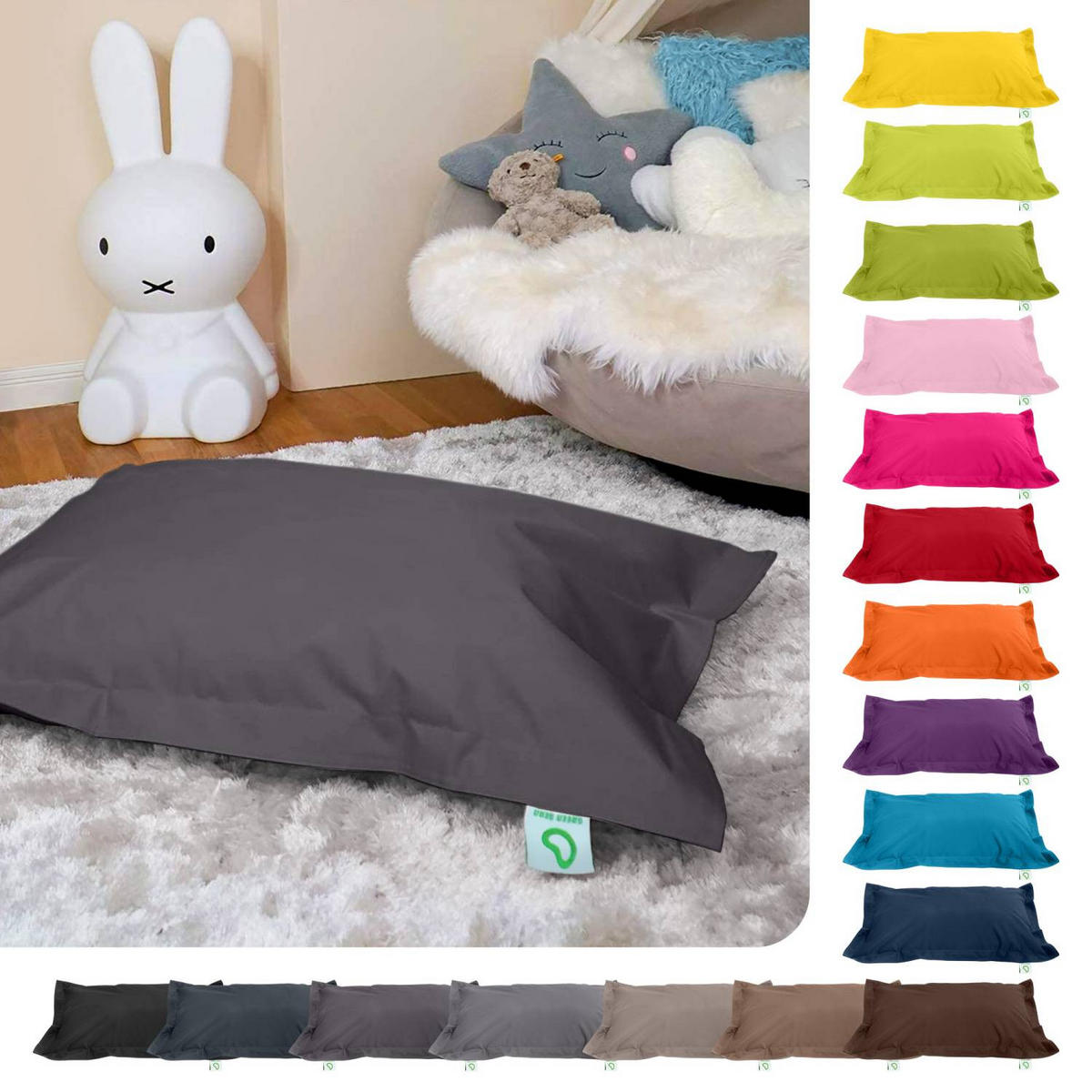 KINDER-SITZSACK 70x100cm - 70 Liter - Anthrazit, Textil (70/10/100cm) - Green Bean