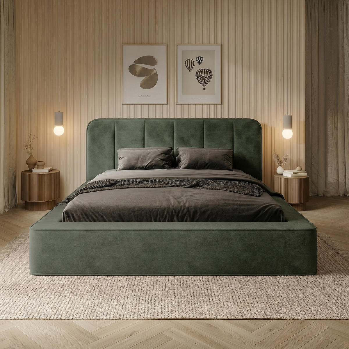 POLSTERBETT BEJO 160x200 cm, Grün - Grün, Textil (200/160cm) - Fedve