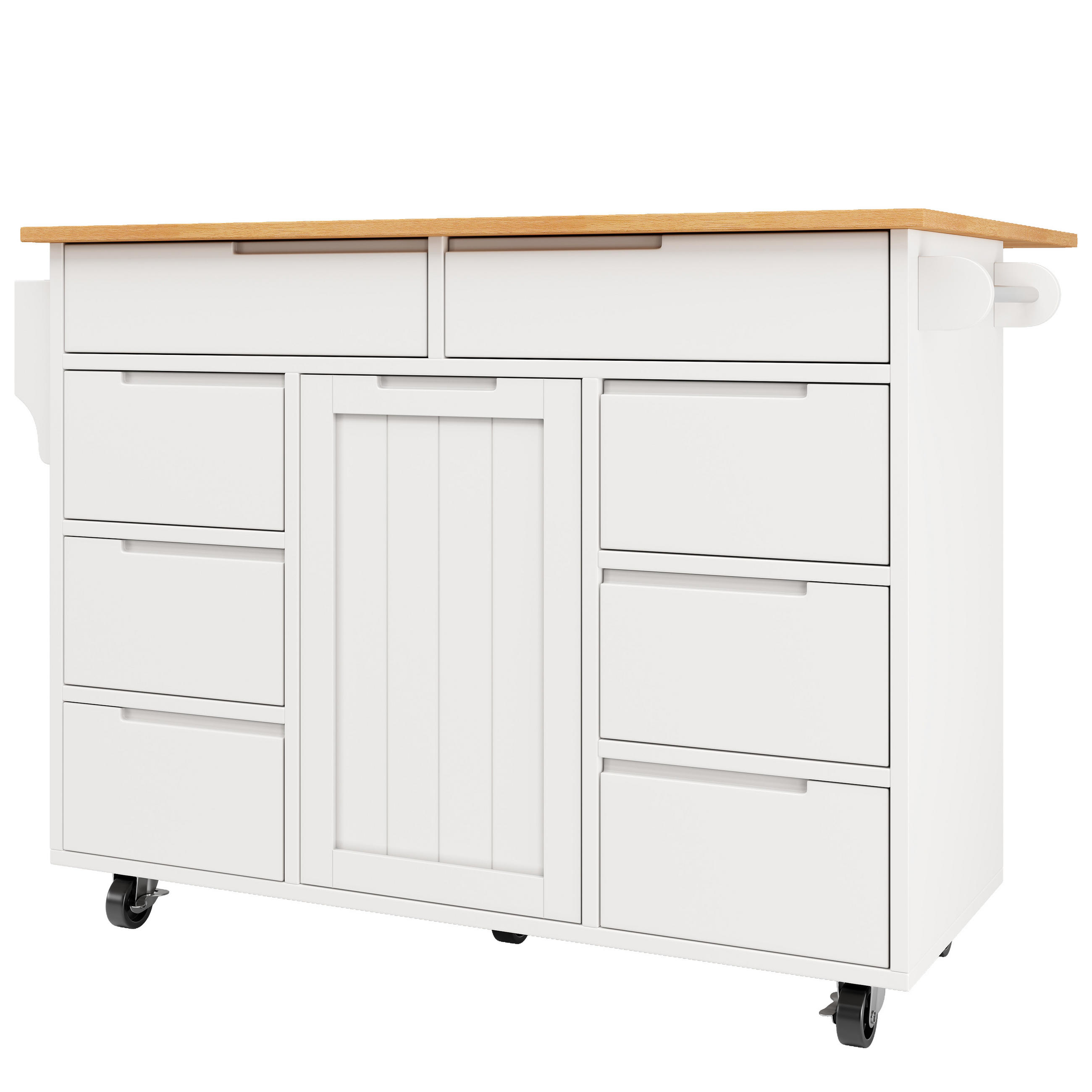 KÜCHENINSEL DE-41251 122/46-74,5/91,5 cm mit 8 Schubladen Weiß - Weiß, Holzwerkstoff (122/91.5/46cm) - ComfortXL
