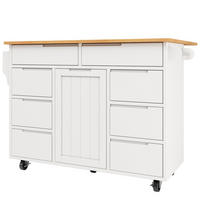 KÜCHENINSEL DE-41251 122/46-74,5/91,5 cm mit 8 Schubladen Weiß - Weiß, Holzwerkstoff (122/91.5/46cm) - ComfortXL