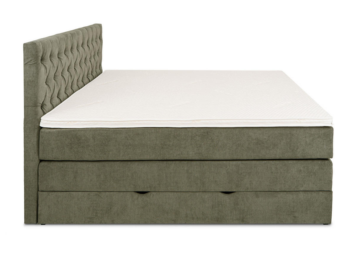 BOXSPRINGBETT Verona Olive 160/200 cm H2/H3 Samt - Olivgrün, Textil (160/200cm) - wonello