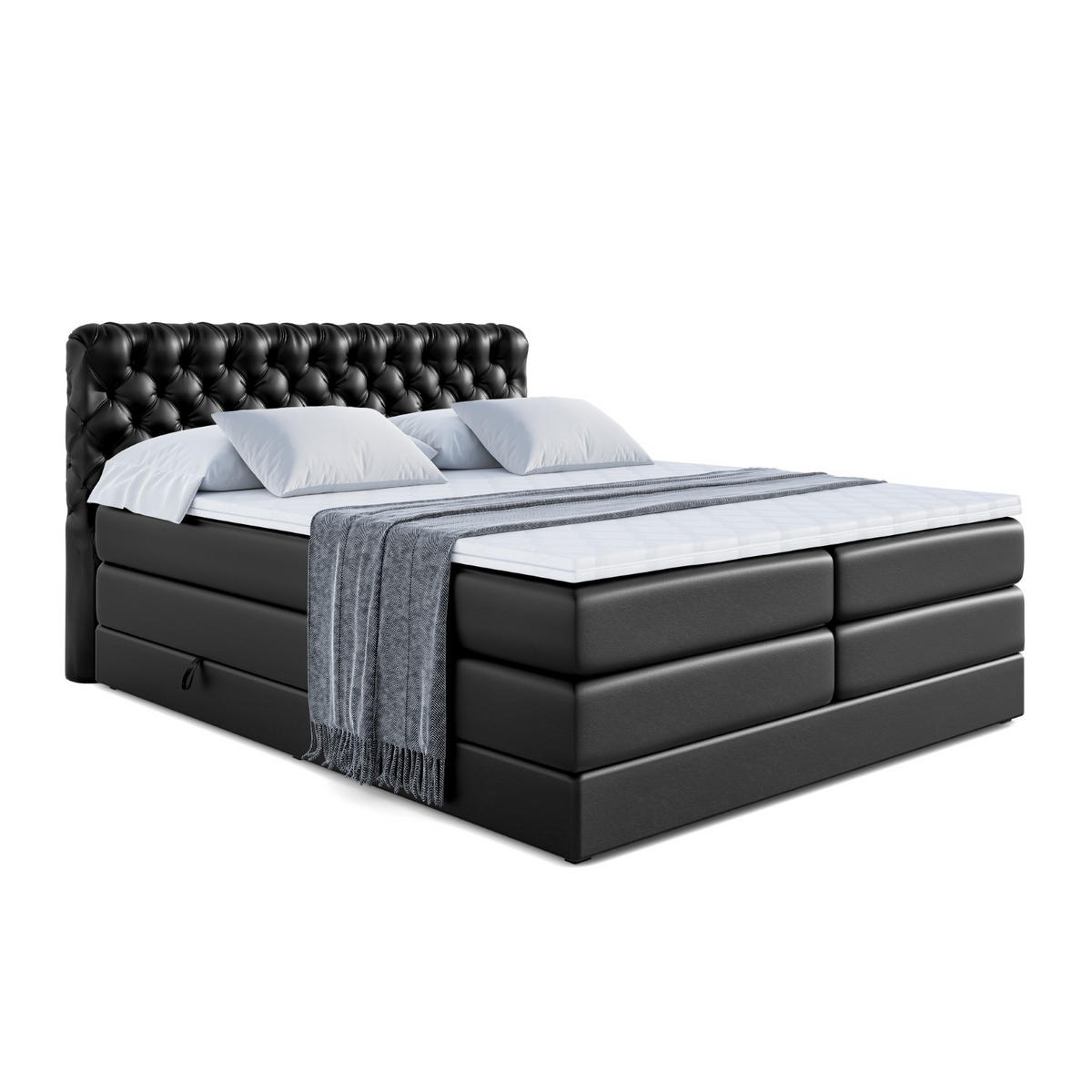 BOXSPRINGBETT BOXI8 KING - 180x200 - H3/H4 - Schwarz Hochglanz - Schwarz Hochglanz, Holzwerkstoff (180/200cm) - ALTDECOR